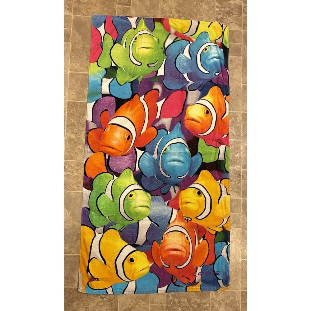 Vintage Royce Clown Fish Beach‎ Towel Large Colorful